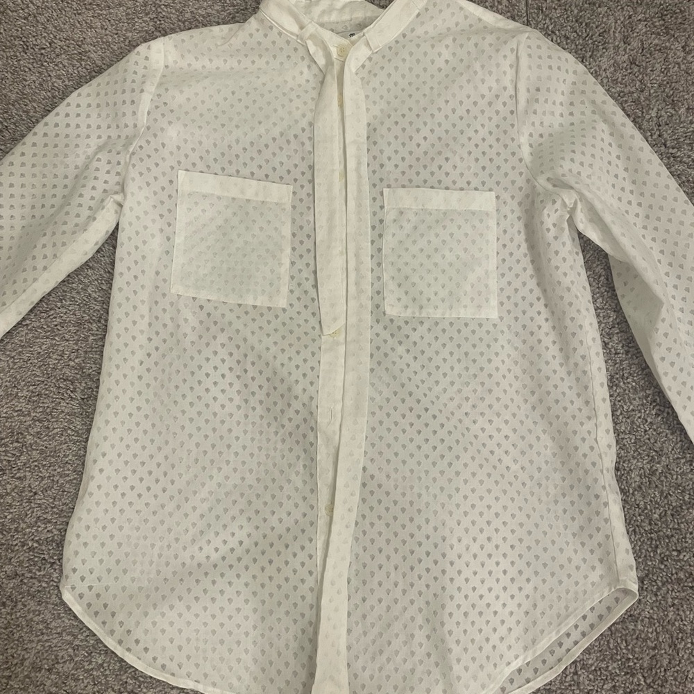 Madewell sheer tie neck blouse size S